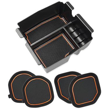 Imagem de Auovo Auto Cup Holder Inserts Coaster Fit para 2018 2019 Wrangler JL JLU 2020 Gladiador JT Cup Mat Pad Interior Decoração Acessórios (4 peças de kit) (laranja)