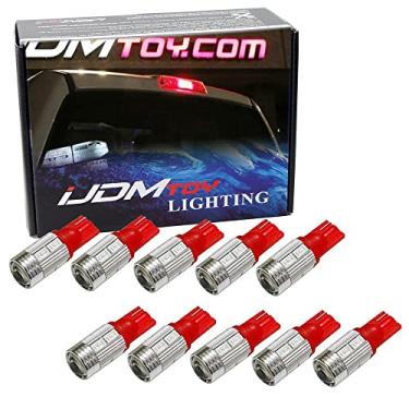 Imagem de iJDMTOY (10) Lâmpadas de substituição de LED vermelho brilhante 10-SMD 921 912 920 168 T10 compatíveis com caminhão externo 3ª lâmpada de freio luzes de carga