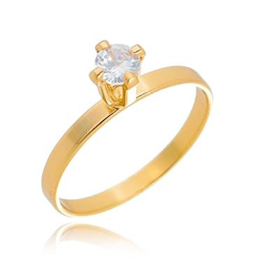 Imagem de Anel Solitário de Noivado Banhado a Ouro 18k Pedra Zircônia Cristal (19)