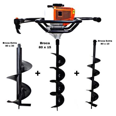 Imagem de KIT Perfurador de Solo Vulcan VPS520-S 2T 52CC 2,5HP com Broca 80x15cm + Brocas Extras...