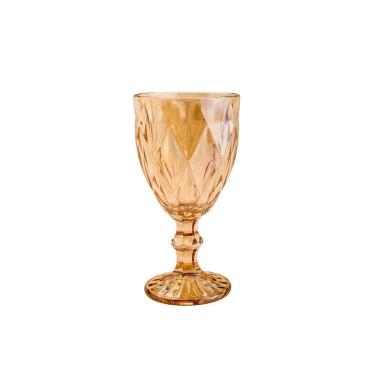 Imagem de Taça para Agua de Vidro Diamond Ambar Metalizado 325ml