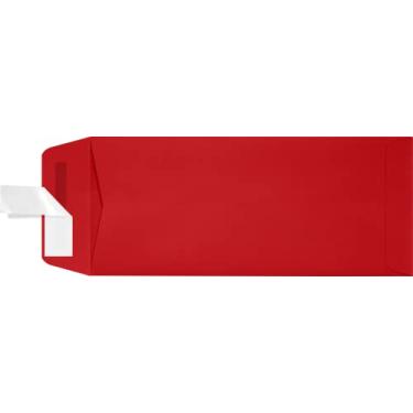 Imagem de Envelopes de extremidade aberta #10 com descascar e pressionar (4 1/8 x 9 1/2) - Vermelho rubi (50 qt.) | Perfeito para uso e convites de pequenas empresas