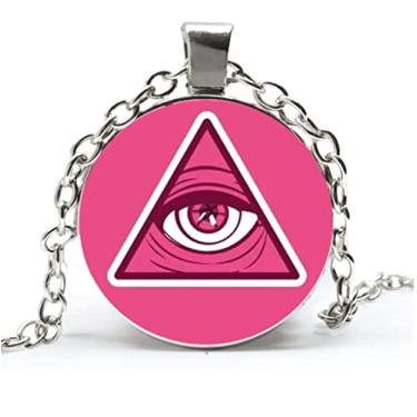 Imagem de Colar Illuminati Olho que Tudo Vê Rosa Pirâmide