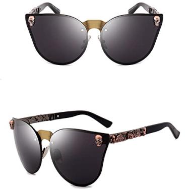 Imagem de Óculos de sol crânio de cristal feminino steampunk óculos de sol retro masculino punk tons uv400, cobre preto, china