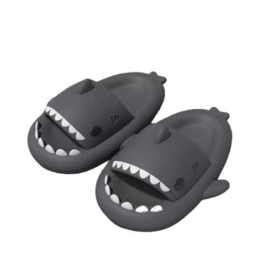 Imagem de Chinelo de tubarão moderno masculino e feminino verão sandálias de dedo aberto de secagem rápida interior e externo praia chinelos femininos macios, plataforma de EVA