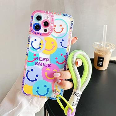 Imagem de Lindas flores coloridas Sorriso etiqueta Graffiti Tide Soft Case para iphone 13 Pro Max 12 11 XR X XS 7 8 plus SE Capa com alça de mão, C, para iPhone 12 Pro