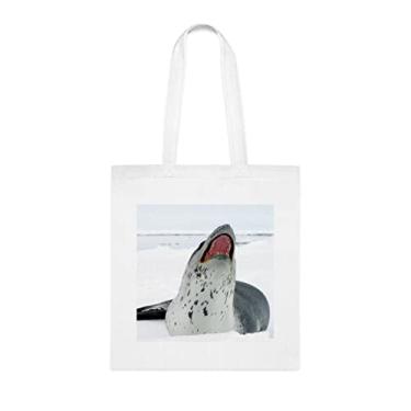 Imagem de Sacola de selo de leopardo, presente de sacola de selo de leopardo, bolsa de ombro de selo de leopardo, sacos reutilizáveis de selo de leopardo, ideia de presente de cesta de natal