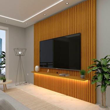 Imagem de Painel para TV Ripado com LED Nobre 185 Naturale - Gelius