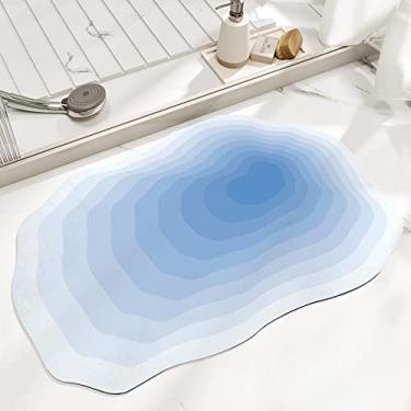 Imagem de Hsvanyr Tapete de banho de microfibra antiderrapante absorvente de água tapete de banheiro fácil de cuidar lavável para quarto/sofá/banheiro/cozinha, 38 cm por 58 cm, cor azul