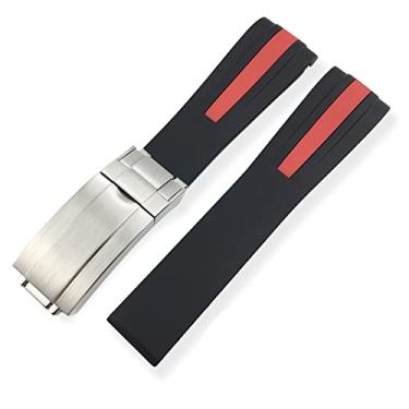 Imagem de CYSUE Pulseiras de relógio de borracha de silicone de 20 mm 21 mm esportes adequadas para IWC Mark LE Petit Prince Big Spitfire acessórios de relógio de fuso horário (cor: preto linha