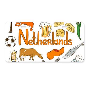Imagem de DIYthinker Holanda Landscap Animals Bandeira nacional placa de licença decoração de carro acessório de aço inoxidável