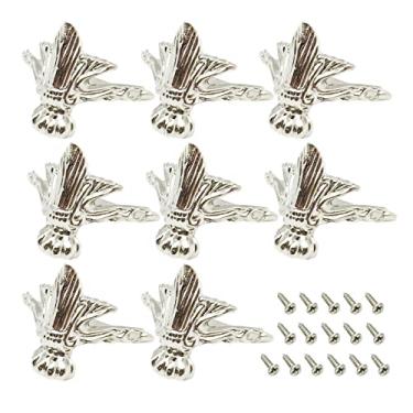 Imagem de 8 peças Caixa de Música Retrô Caixa de Madeira Caixa de Presente Decoração Pés Perna Protetor de Canto Hardware (E Prata 4 x 3 cm)