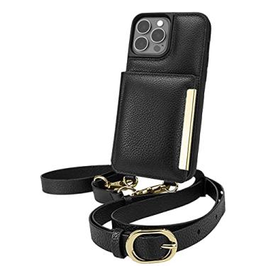 Imagem de Smartish Capa carteira transversal para iPhone 13 Pro Max - Dancing Queen [Bolsa/Clutch com alça destacável e alça de pulso] Capa protetora com porta-cartão de crédito - Stiletto preto-dourado