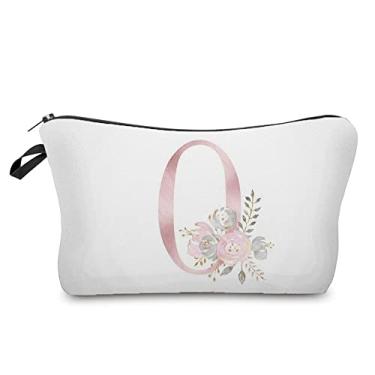 Imagem de Flores alfabeto impresso bolsas cosméticos festa nupcial maquiagem bolsas bolsa necessários, bolsa dama de honra noiva presente proposta (hz2387)