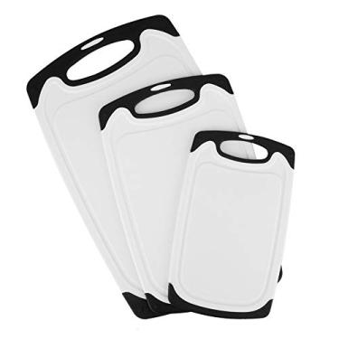 Imagem de tábuas de corte,Tábua de corte segura para lava-louças para cozinha, conjunto de tábua de corte antiderrapante de 3 peças, ferramenta de cozinha para carne, legumes, frutas(black)