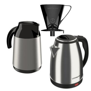 Imagem de Kit Chaleira elétrica 220V+ Garrafa Térmica Inox 0,6l+Filtro