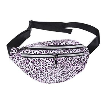 Imagem de Pochete para mulheres moda leopardo bolsa cintura animal bolsa de couro, Pochetes, Roxa, 22 * 7 * 12cm