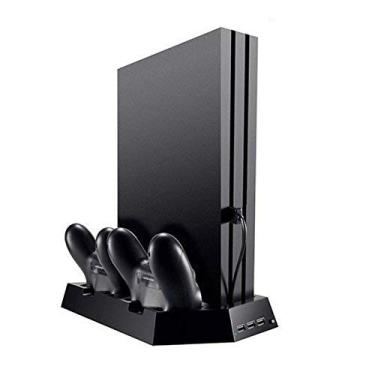 Imagem de OSTENT Carregador de controlador duplo Ventoinha de resfriamento Hub USB Suporte vertical para console Sony PS4/Slim/Pro
