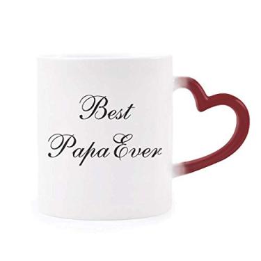 Imagem de Caneca sensível ao calor com citação Best Papa Ever Caneca vermelha que muda de cor
