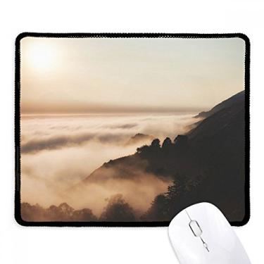 Imagem de Sunrise Sunset Mountain Fog Paisagem Sky Mousepad Borda costurada Tapete de borracha para jogos