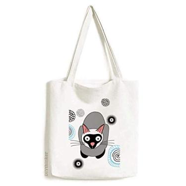Imagem de Bolsa de lona de gato cinza siamês bolsa de compras casual bolsa de compras