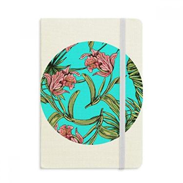 Imagem de Caderno de folhas de flor azul céu feliz oficial de tecido capa dura diário clássico