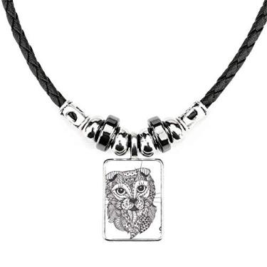 Imagem de DIYthinker Colar de bebê com tinta humana de gato joia Torque pingente de corda de couro