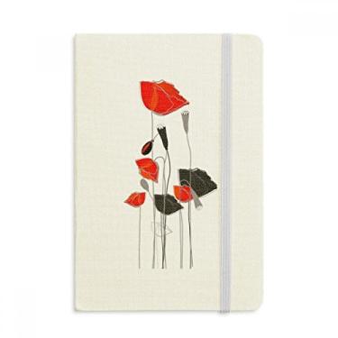 Imagem de Caderno de flores vermelhas com pintura abstrata de milho com capa dura em tecido oficial diário clássico