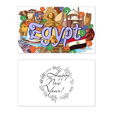 Imagem de Pharaoh Pirâmide Egito Graffiti Ano Novo Cartão de felicitações Mensagem Abençoada Presente