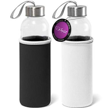 Imagem de Kit 2x Garrafa de Vidro 520 ml Soft TopGet Branco e Preto