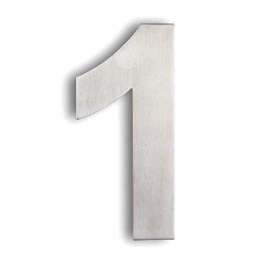 Imagem de Placa de porta flutuante 3D de 15,24 cm com número de placa de porta de 0 a 9, aço inoxidável níquel escovado digital, montagem com parafuso, para hotéis de endereço de e-mail em casa, ao ar livre, antiferrugem, durável