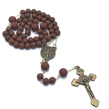 Imagem de Terço Medalha De São Bento Marrom Ouro Velho