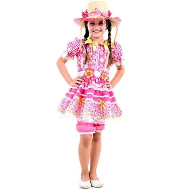 Imagem de Fantasia De Festa Junina Caipira Infantil Vestido Flor Rosa P 2-4