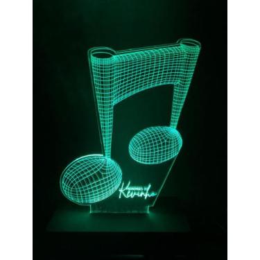 Imagem de Luminária Led 3D, Nota Musical, Abajur 16 Cores + Controle, Decoração