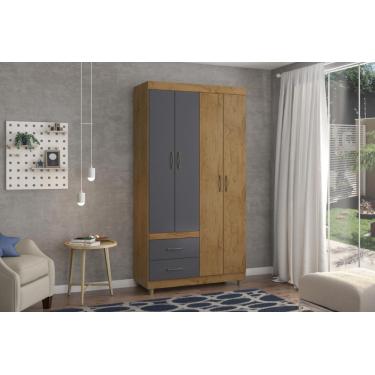 Imagem de Guarda Roupa Pequeno 4 Portas 2 Gavetas Freijó Carbono 2242 Araplac