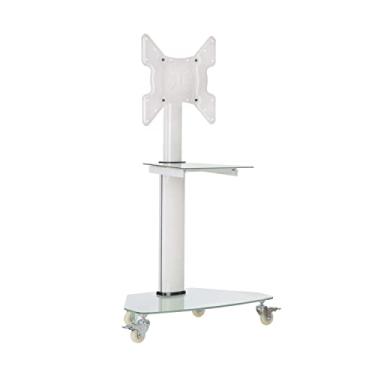 Imagem de Tripp Lite Carrinho de TV móvel com suporte para televisores de 32" a 55", base e prateleira de vidro fosco elegante, altura ajustável de 127 cm a 157 cm, aço branco durável, garantia de 5 anos (DMCS3255SG62W)