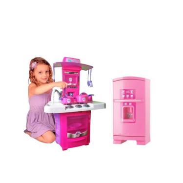 Imagem de Kit Cozinha Infantil Completa Fogãozinho Big Star + Geladeira Menina S