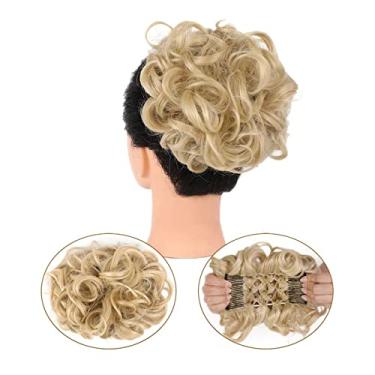 Imagem de Mulheres Bun Scrunchies Pente Presilha em Rabo de Cavalo Extensões para Mulheres Extensões de Coque Cacheado Desarrumado Peruca Sintética Updo Chignons Cabelo Esticável Fácil Pão (Color : 22)