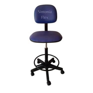 Imagem de Cadeira Caixa Alta  Com Aro E Com Rodízio Corano Azul  Pra Recepçao Ba