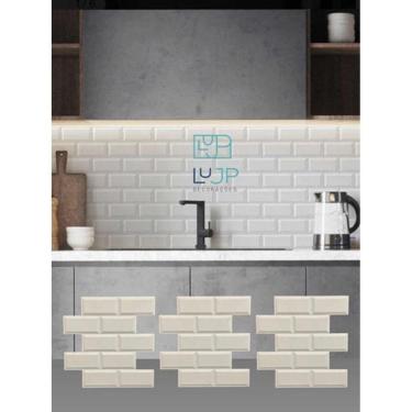 Imagem de 10 Placas 3D De Pvc Azulejos Tijolinho Retro Cozinha 50X50Cm