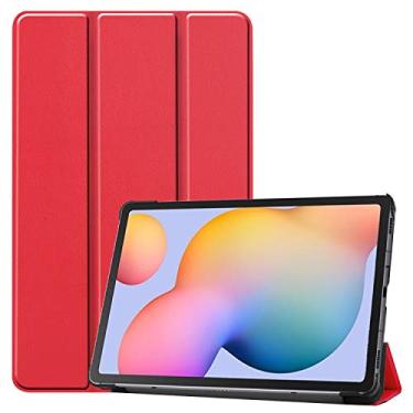 Imagem de ZZOUGYY Capa para tablet Samsung Galaxy Tab S6 Lite 10,4 SM-P610 P613 P615 P619 (versão 2020/2022), capa de couro leve com suporte fólio ultrafina para Galaxy Tab S6 Lite P610 10,4 polegadas (KST-Red)