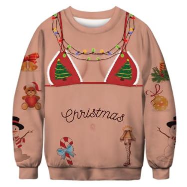 Imagem de BOSREROY Moletom festivo de festa caixa criativo suéter bem-humorado pulôver de poliéster camisa gola redonda feriado Natal, Multicolorido 2, M