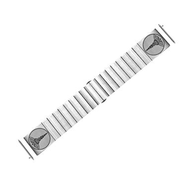 Imagem de NICKSTON Pulseira gravada compatível com Samsung Watch 3 45 mm Galaxy Watch 46 mm Gear S3 Frontier Pulseira de aço inoxidável prata clássica S-MS1 (tamanho de pulso de 9,5" (241 mm)