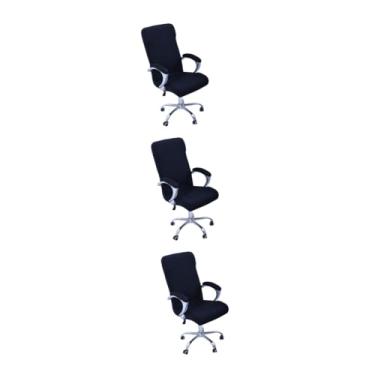 Imagem de Lurrose 3 Pecas capa de cadeira de escritório Protetor de cadeira de computador capas de cadeiras altas capas de cadeira de jantar extensíveis capa para cadeira toalhas de mesa pretas Pano