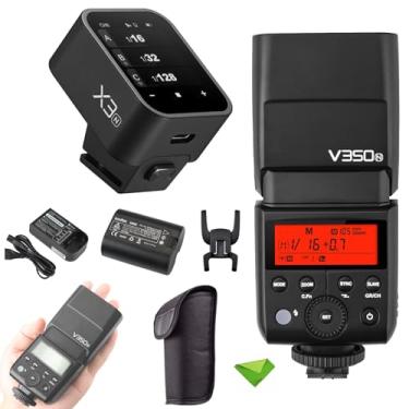 Imagem de GODOX V350N Flash TTL + gatilho X3-N para Nikon, 1/8000s GN36 HSS 0,1s-1,7s Tempo de reciclagem com bateria de 2000mAH Flash de potência total de 500 vezes para Nikon D500 D3100 D3200 D3300 D3400 D530