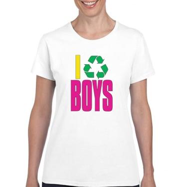 Imagem de I Recycle Camiseta masculina com estampa Puff Funny Dating App Humor Single Independent Heart Breaker Relationship Camiseta feminina, Branco, M