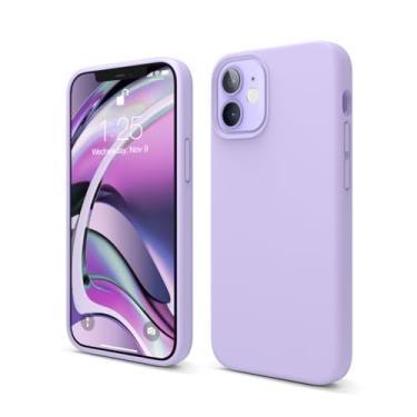 Imagem de elago Capa compatível com iPhone 12 Mini, silicone líquido, capa protetora de corpo inteiro, à prova de choque, ajuste fino, forro de microfibra macia antiarranhões, 5,4 polegadas (roxo)