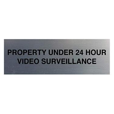 Imagem de Placa de vídeo Signs ByLITA Basic Property 24 horas sob vigilância, Brushed Silver, Medium (2.5" x 7")