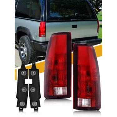 Imagem de CLERYYE Conjunto de luz traseira compatível com Chevrolet/GMC C/K Truck 1988-1998, 1995-2000 Tahoe, 1992-2000 Yukon, 1992-1999 Suburban, 1992-1994 Blazer, com placa de circuito, par vermelho exótico