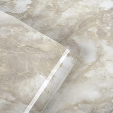 Imagem de A-b-cil Papel de parede de mármore Cloudy Cream 1,016.0 cm x 40.6 cm à prova d'água mármore contato bancadas para cozinha granito vinil papel de parede para bancada, banheiro, mesa, toucador